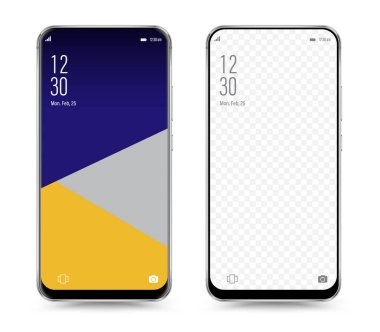 Kolay yer demo için Smartphone mockup şeffaf ekran. Vektör çizim teknoloji cep telefonu için.