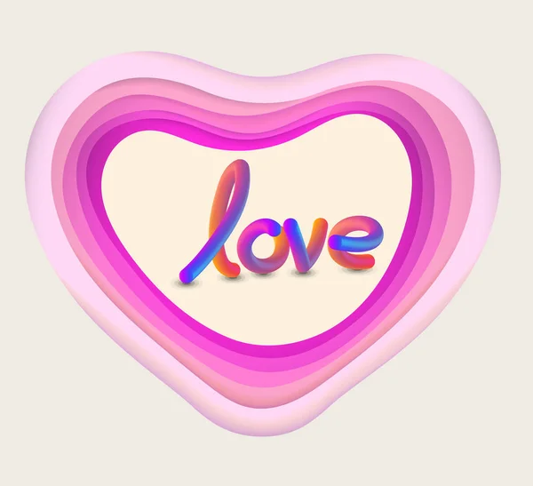 Heart Background Step Colours Border Paper Art Style Love Letter — Stock Vector