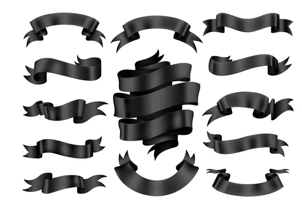 黑丝带横幅设置 矢量插图 — 图库矢量图片