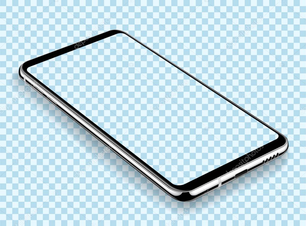 Smartphone mockup transparent screen for easy place demo. Vector illustration for technology mobile phone.