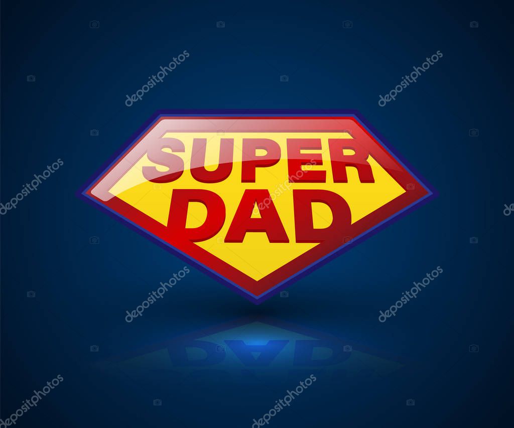 Super dad shield symbol for element Father's Day. Vector illustration.