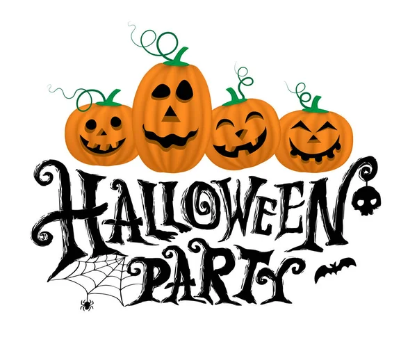 Citrouilles Avec Texte Fête Halloween Pour Affiche Fête Halloween Carte — Image vectorielle