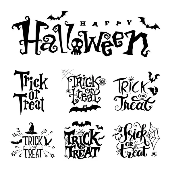 Happy Halloween Vector Lettering Ragnatela Banner Poster Biglietto Auguri Invito — Vettoriale Stock