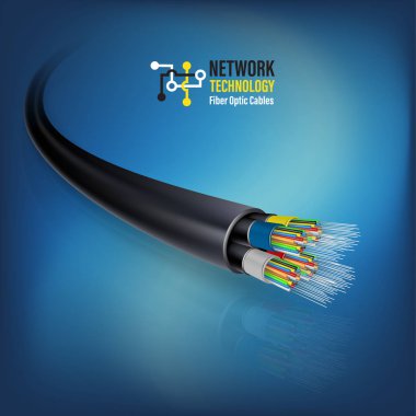 Fiber optik kablo kavram teknoloji iletişim için bağlanma. Vektör çizim için ağ kavramsal.