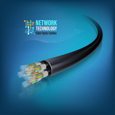 Fiber optik kablo kavram teknoloji iletişim için bağlanma. Vektör çizim için ağ kavramsal.