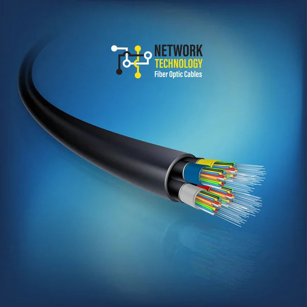 Concepto Conexión Cable Fibra Óptica Para Comunicación Tecnológica Ilustración Vectorial — Archivo Imágenes Vectoriales