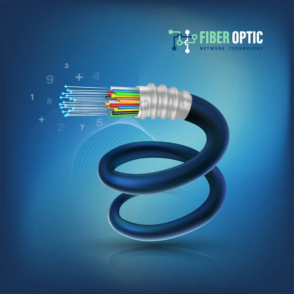 Optický Kabel Připojení Koncept Pro Komunikaci Technologií Vektorové Ilustrace Pro — Stockový vektor