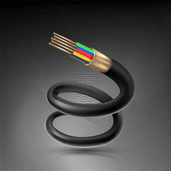 Concepto Conexión Cable Fibra Óptica Para Comunicación Tecnológica Ilustración Vectorial — Archivo Imágenes Vectoriales