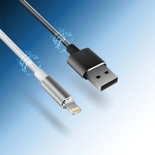 Conectores Cable Usb Vector Ilustración Para Comunicación Tecnológica — Archivo Imágenes Vectoriales