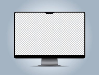 Bilgisayar mockup şeffaf ekran ekran. Vektör çizim için teknoloji ve kolay yer demo veya ekran görüntüleri.