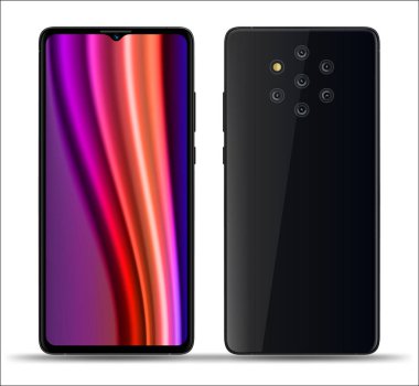 Gerçekçi smartphone örnekler. Hisse senedi vektör çizim web öğesi, oyun demo ve uygulama mockup ve kolay yer demo ekran içine.