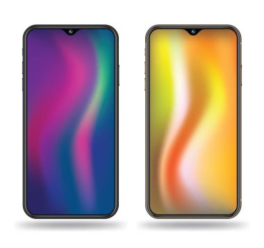 Gerçekçi smartphone örnekler. Hisse senedi vektör çizim web öğesi, oyun demo ve uygulama mockup ve kolay yer demo ekran içine.