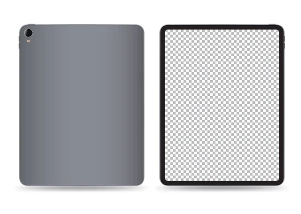 Tablet Rückseite Front Mockup Vektor Realistische Illustration Für Technologie Und — Stockvektor