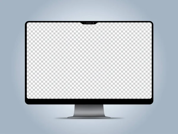 コンピューターのモックアップの透明の画面 ベクター グラフィック技術と簡単配置デモまたは画面の画像 — ストックベクタ