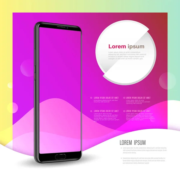 Sablon Technológia Smartphone Promóció Reklám Modern Stílusban Vektoros Illusztráció — Stock Vector