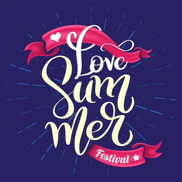 Amore estate festival lettering — Vettoriale Stock