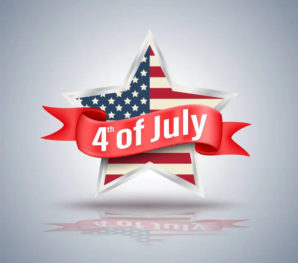 Július 4 piros szalag USA-csillag. — Stock Vector