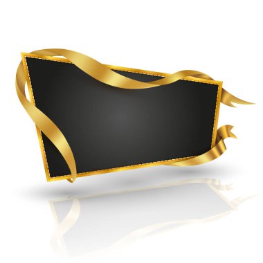 Altın reklam panosu ve poster bilgileri için altın kurdele vektör illüstrasyonuName.