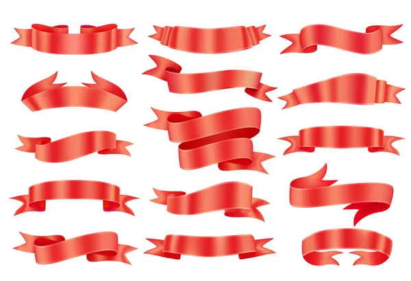 Коллекция Плакатов Красными Лентами Векторная Иллюстрация Рекламы Класса Люкс — стоковый вектор