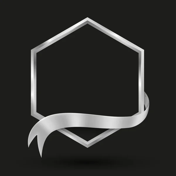 Hexagon Banner Med Silver Band — Stock vektor