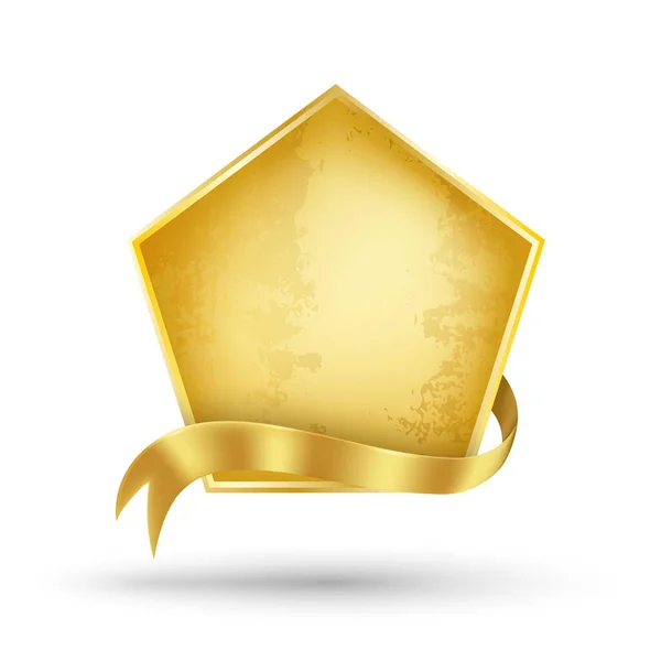 Золотий Щит Золота Стрічка Векторні Ілюстрації Просування Плакатної Інформації Ліцензійні Стокові Вектори