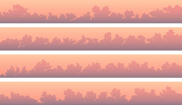 Conjunto Banderas Horizontales Simples Con Nubes Cúmulos Sobre Horizonte Puesta — Vector de stock