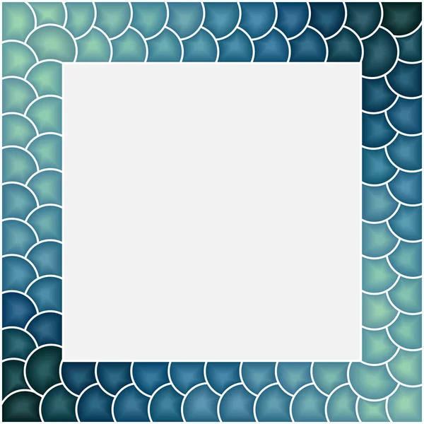 Square Vector Blue Squama Stained Glass Window Frame Photography — Stock Vector