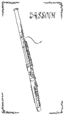 Vector abstract graphic arts sketch of drawing bassoon (wind musical instrument). clipart
