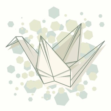 Anahat vinç origami çizim vektör soyut basit örnek.