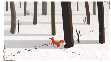 Kışın av tilki basit örnek bir tavşan izini saldırdı.