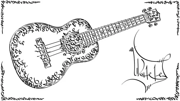 Vector Stylized Graphic Arts Sketch Drawing Ukulele — Stock Vector