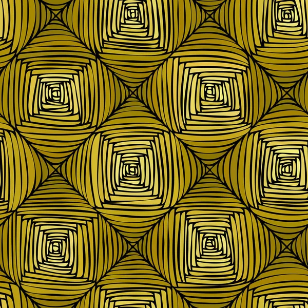 Parquet Oro Abstracto Sin Costura Vectorial Espiral Cuadrada — Vector de stock