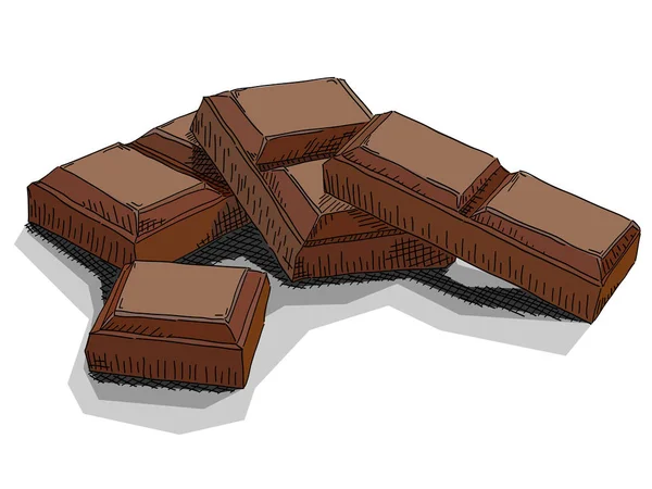Vector Ilustración Simple Boceto Dibujo Barras Chocolate — Vector de stock
