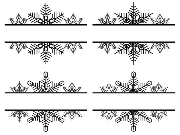 Set Decorazione Semplice Etichetta Fiocchi Neve Con Spazio Titolo — Vettoriale Stock
