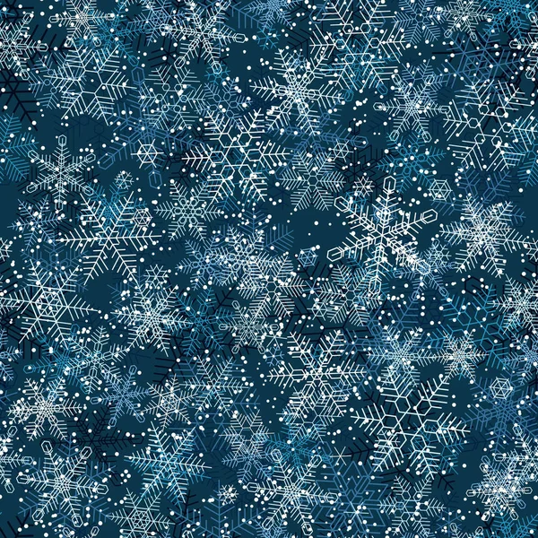 无缝的冬天背景夜冬天和雪花降雪 — 图库矢量图片