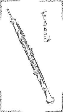 Vector abstract graphic arts sketch of drawing oboe (wind musical instrument ). clipart
