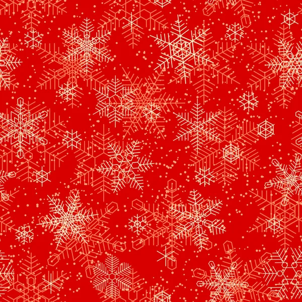 红色背景上雪花图案的无缝装饰 — 图库矢量图片