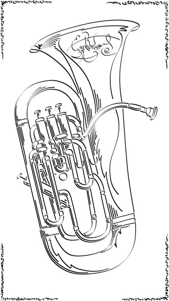 ユーフォニアム 風の楽器を図面のベクトル グラフィック アートの抽象的なスケッチ — ストックベクタ