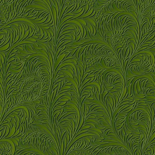 Patrón floral verde sin costuras con hojas y ramitas . — Vector de stock