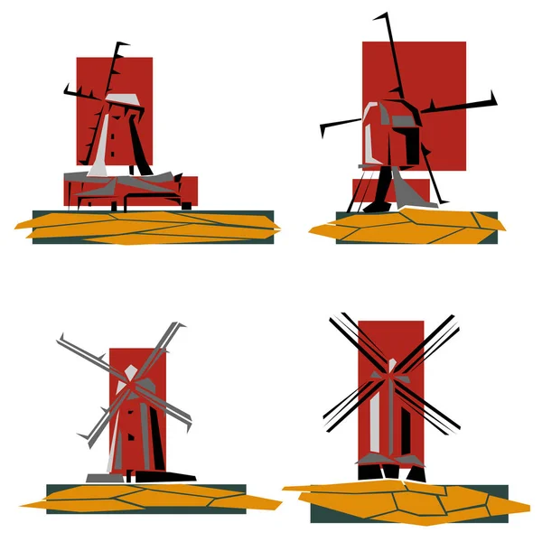 Zestaw kolorów proste wiatraki odznaki. — Wektor stockowy