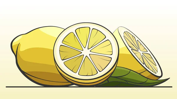 Illustration vectorielle des citrons de fruits en ligne . — Image vectorielle