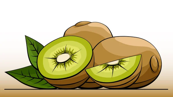 Vektor illustration av Fruit Kiwi on line. — Stock vektor