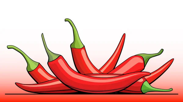 Vector illustration of fruit red pepper on line. — Stock Vector