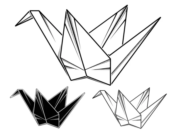 Vektorový Jednoduchý Ilustrační Papír Origami Jeřábu — Stockový vektor