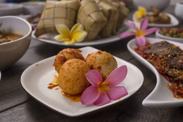 Различные Индонезийские Блюда Кулинарные — стоковое фото