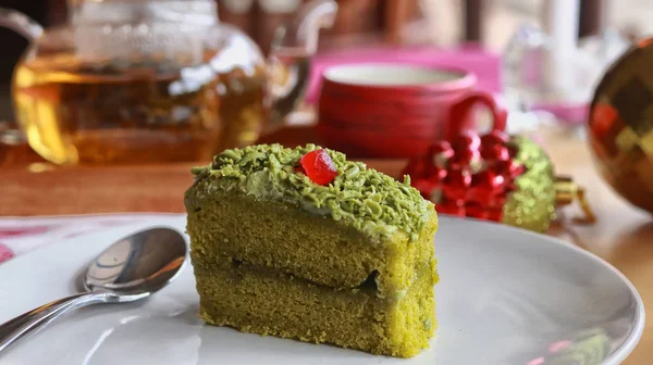 Grüntee Kuchen Weihnachten — Stockfoto