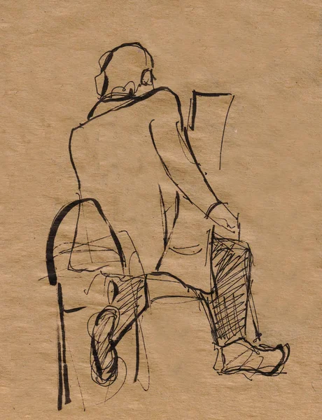 Inatant Sketch Man Reading Papers — Stock Photo, Image
