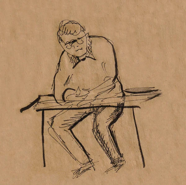 inatant sketch, man sitting on chair