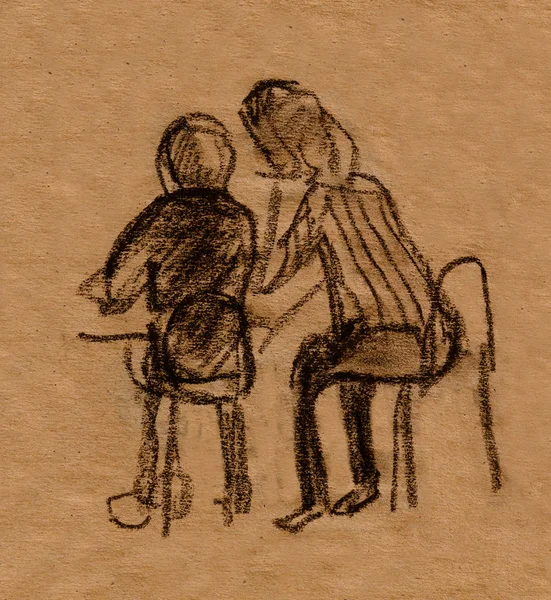 Sketch Inatant Pessoas Sentadas Cadeiras — Fotografia de Stock
