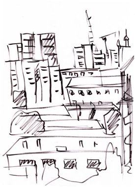 anlık kroki, manzarası, görünümü penceresinden